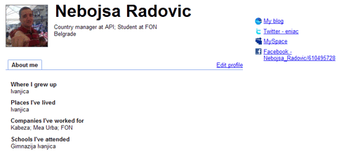 Google Profile Nebojsa Radovic